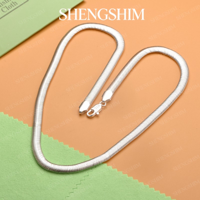 Lobster Clasp Silver - SHENGSHIM 925 Sterling Silber Flache Schlangenkette